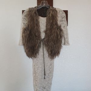 Stretch Lace Dress with Vest